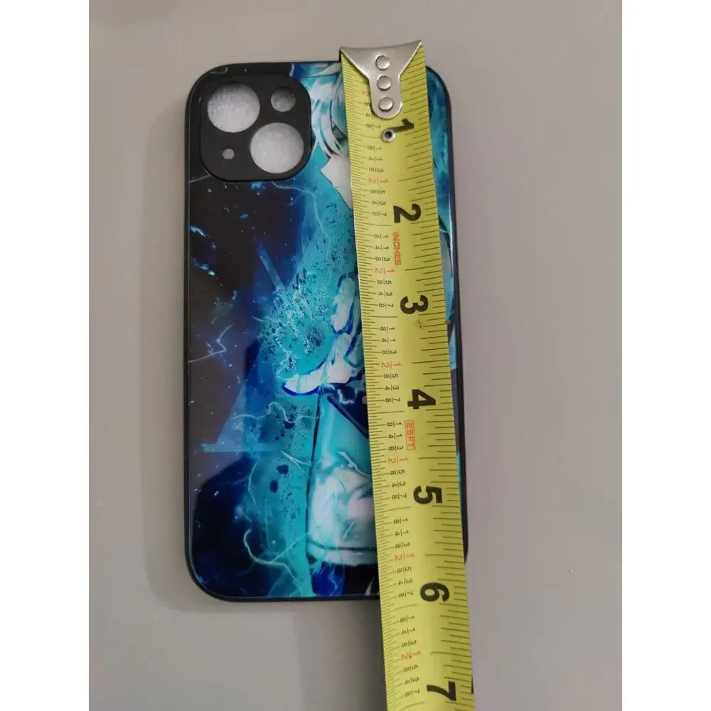 Anime Printed iPhone 13 Cases Black Outside Blue Print Hard Rubber Case